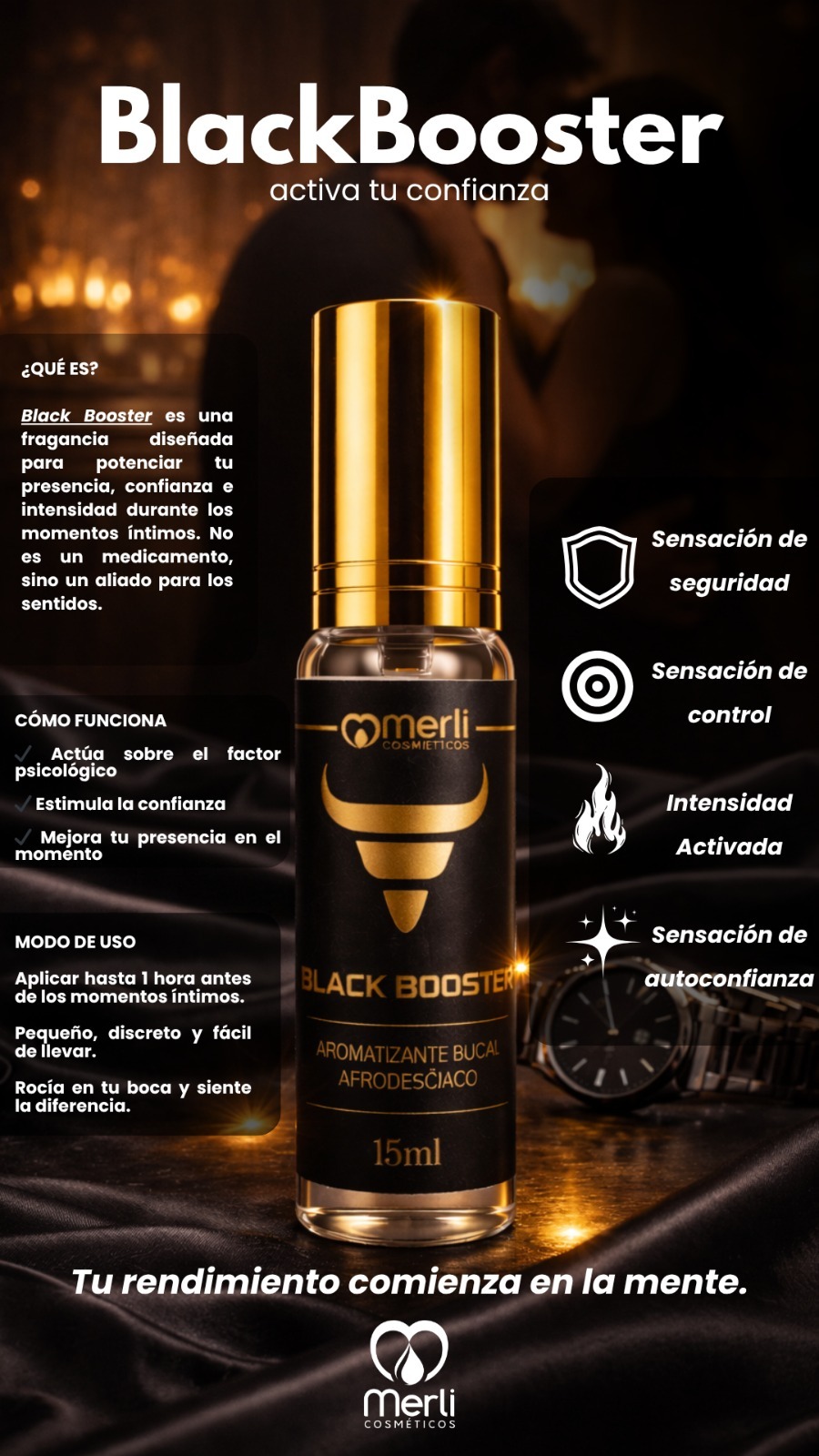 Black Booster Spray Bucal Masculino con Feromonas – 15 ml (Merli Cosméticos) - Image 2