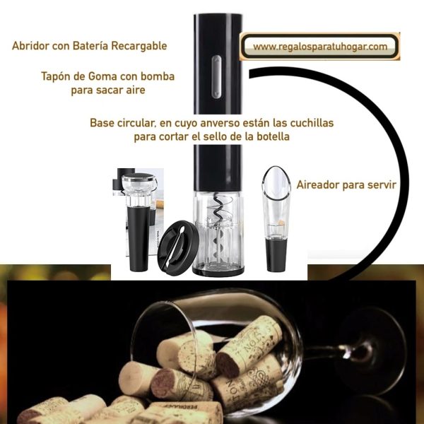 Sacacorchos Inalámbrico Recargable USB con accesorios - Image 4