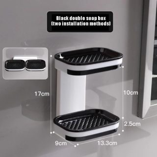 Jabonera Doble de Plástico ABS – Solución Práctica y Elegante sin Taladros