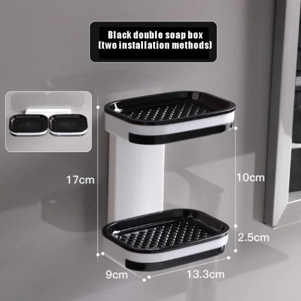 Jabonera Doble de Plástico ABS – Solución Práctica y Elegante sin Taladros
