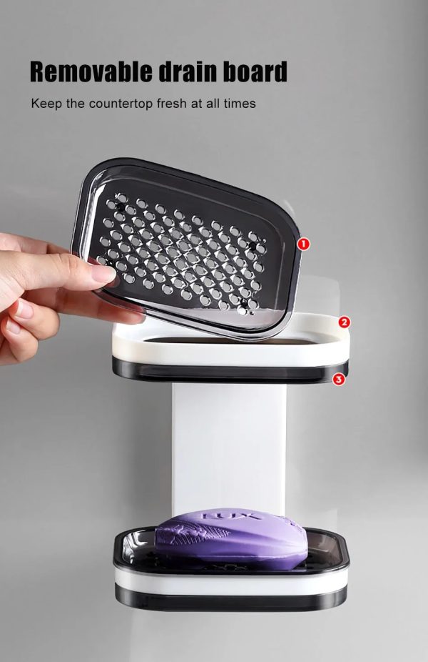 Jabonera Doble de Plástico ABS – Solución Práctica y Elegante sin Taladros - Image 9