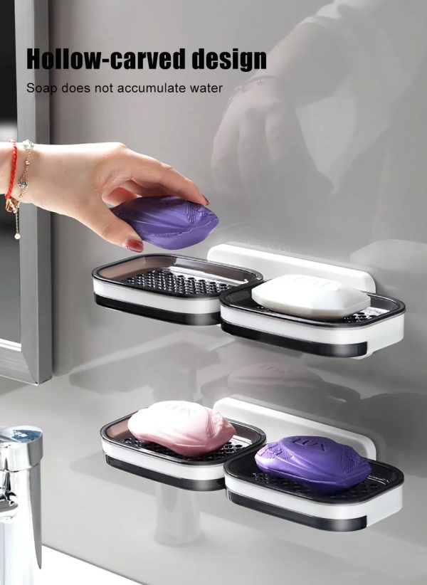 Jabonera Doble de Plástico ABS – Solución Práctica y Elegante sin Taladros - Image 13