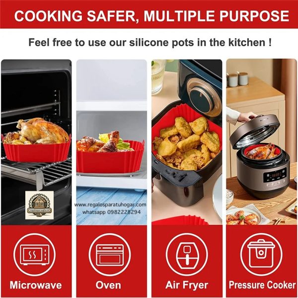 Molde cuadrado de Silicona para Air Fryer o Microondas - Image 10