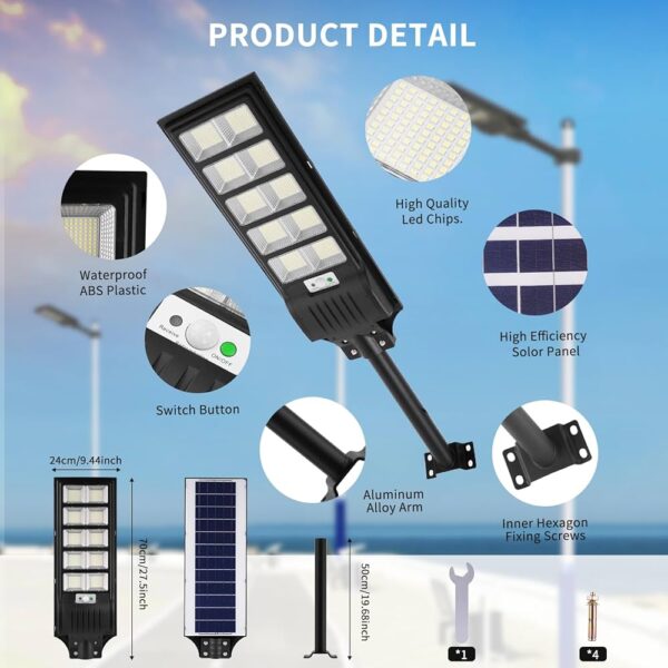 Farola Solar Led de 1900lm (equivale a 200w), 6500k - Image 6