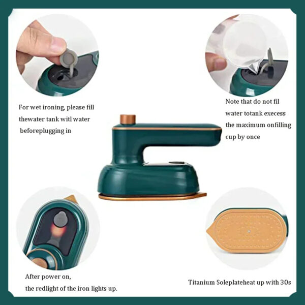 Mini Plancha Vaporizadora Portátil y Plegable 50ML, Plancha Eléctrica 38W, Planchado en Seco y Húmedo para Ropa - Image 14