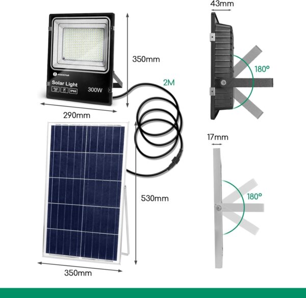 Foco Proyector LED Solar Aigostar 300W – Iluminación Potente y Eficiente para Exteriores - Image 3