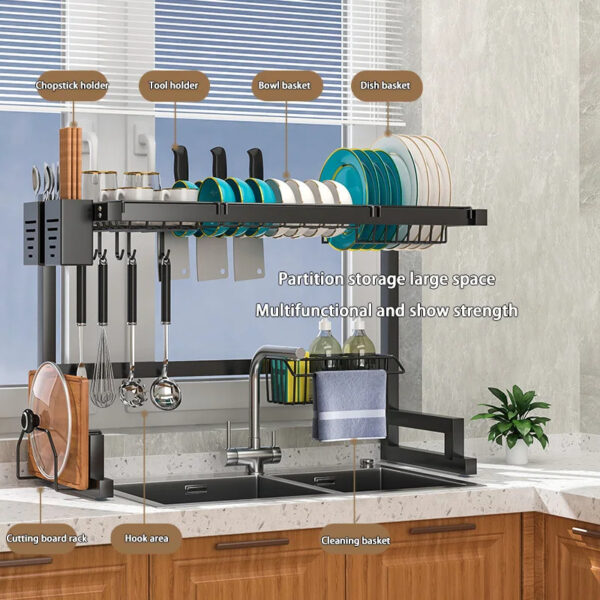 🧼 Escurreplatos de Acero Inoxidable para Fregadero – Estante Multifuncional de Cocina 🥄🍽️ - Image 8
