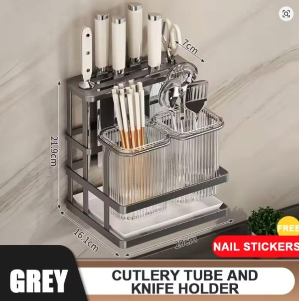 Organizador de Utensilios y Cuchillos de Acero Inoxidable